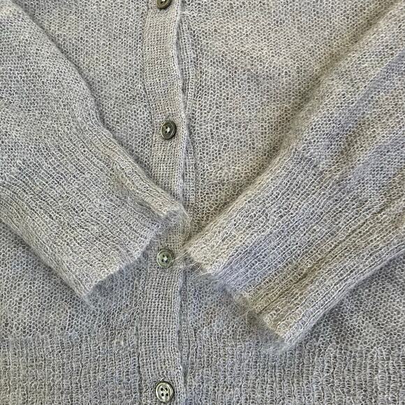 J. Jill Sz M Gossamer Loose Knit Mohair Wool Cardigan Grey Minimalist Delicate - Picture 14 of 16